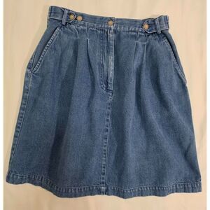 Vintage British Khaki denim pleated skirt 100% cotton size 12